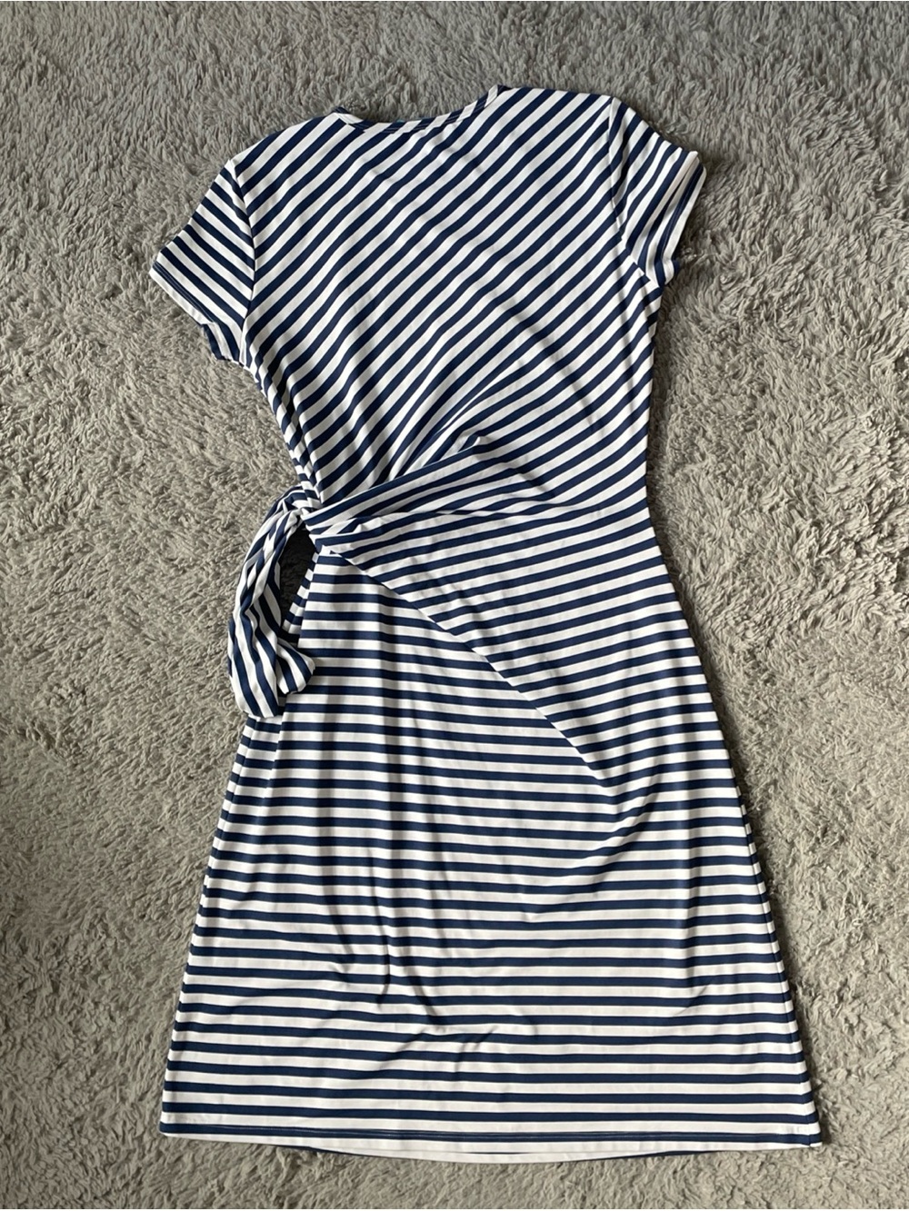 J. McLaughlin Elora Dress Navy White Stripe Catalina Cloth Tie Waist Size Medium - Picture 7 of 10